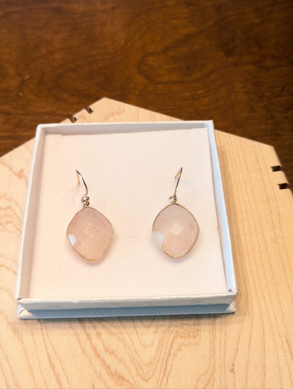 Handcrafted Gold Over Sterling Silver Rose Quartz Dangle Earrings